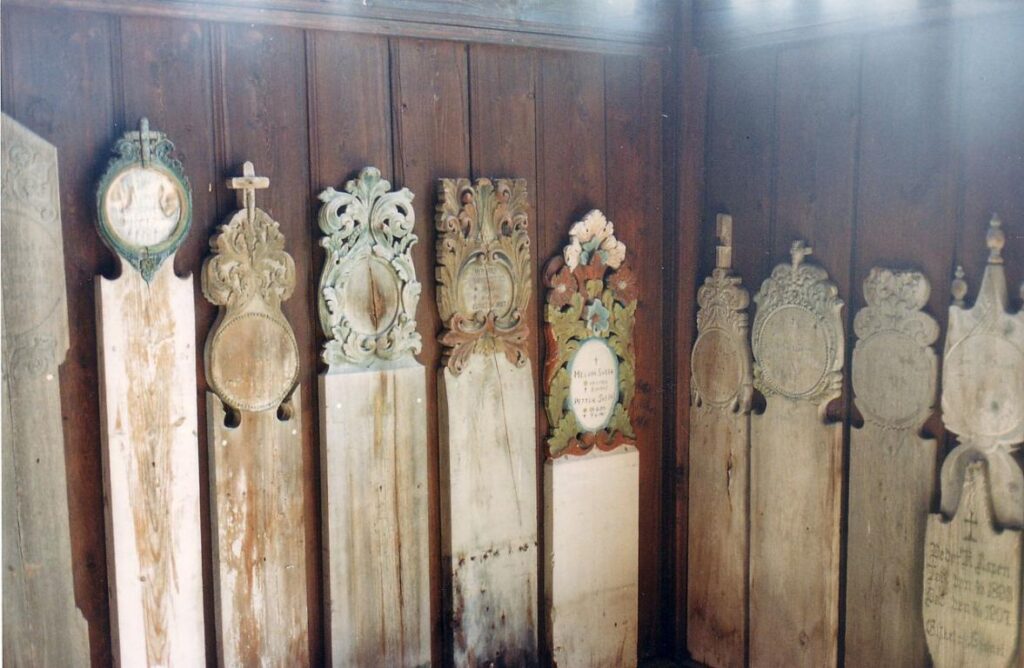 Wooden gravestones
