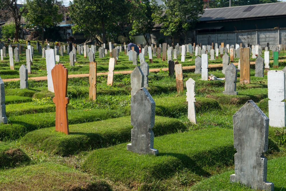 Wooden gravestones